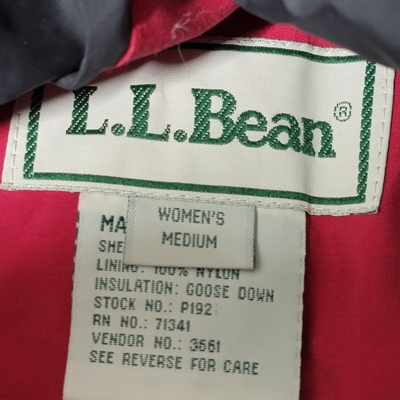 L.L. Bean Medium Red Burgundy Quilted Coat Puffer Jacket Goose Down Hooded M - Picture 8 of 16